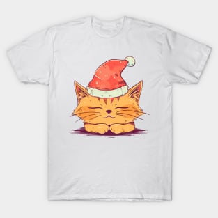 Sleepy cat with santa hat T-Shirt